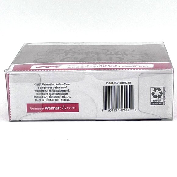 Holiday Time 4-Pack Decorative Coaster Set Baby It's Cold Outside Acacia Wood - Picture 3 of 11